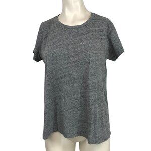 marine layer - women's medium - gray short sleeve round neck cotton blend shirt